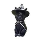 Estatueta De Gato Preto Pintada À Mão, Decoração De Bruxa, Ornamento De Mesa De Halloween Fofo E Estatueta De Gato Preto Pintada À Mão, Decoração De Bruxa, Ornamento De Mesa De Halloween Fofo E