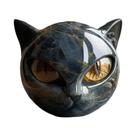 Estatueta De Resina Cabeça De Gato Preto Com Textura De Mármore, Pedra De Cura, Decoração Para Mesa