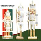 Estatueta De Soldado Quebra-Nozes De Madeira Com Glitter Dourado De 36CM, Presente De Natal E Ano