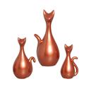 Estatueta Família de Gatos em Cerâmica Decorativo Home Cobre