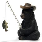 Estatueta Hodao Black Bear Fishing Resin Decor 11x9x15 cm