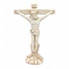 Estátueta Jesus na Cruz de Resina Branca Fé no Seu Lar 15 cm