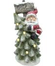 Estatueta Natalina Papai Noel Árvore Placa LEDs Luzes 45cm