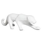 Estatueta Pantera em Cerâmica Decorativo Home Branco Brilho
