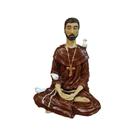 Estatueta São Francisco de Asis Meditando de Resina Decorado
