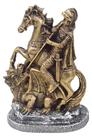 Estatueta São Jorge Pequeno De Resina Dourado com Base Prata - Decore Casa Estatueta São Jorge Pequeno De Resina Dourado com Base Prata - Decore Casa