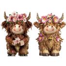 Estatuetas Burbell Highland Cow Decor, estátua de resina, 12,5 cm, 2 peças
