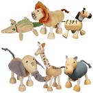 Estatuetas de animais de madeira MIKNEKE Bendable, pacote com 6 brinquedos infantis Estatuetas de animais de madeira MIKNEKE Bendable, pacote com 6 brinquedos infantis
