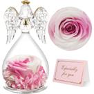 Estatuetas de anjo com rosas preservadas, presentes para mulheres