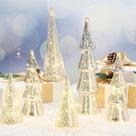 Estatuetas de árvore de Natal LOYIM Mercury Glass com luzes LED