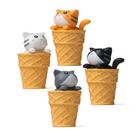 Estatuetas de gato fofo em cones de sorvete, enfeites de jardim em PVC Estatuetas de gato fofo em cones de sorvete, enfeites de jardim em PVC