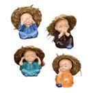 Estatuetas de resina FELTECHELECTR Little Monk para decoração de carros, 4 peças