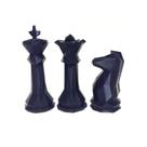 Estatuetas Rei, Rainha e Cavalo do Xadrez - Toque 3D - Cor: Preto