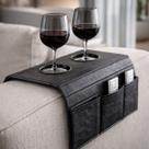 Esteira Porta Copo Sofá Porta Controle Kit 2 Peças Couro Bandeja Moderna Couro Braço Sofá com Porta Copos e Porta Controle Café Bebidas