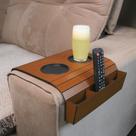 Esteira Suporte de Sofá com Apoio Porta Controles Porta Copos Flexível Mdf Kit 2 Esteirinhas Flexível