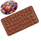 Estênceis de bebida de comida molde de chocolate feliz aniversário número bolo silicone fondant geléia molde de cubo de gelo