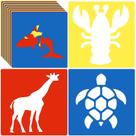 Estênceis de giz de calçada Tenare 24 Animal para crianças 20x20cm