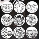 Estênceis de Halloween Zosylley 12" redondos reutilizáveis, 9 unidades