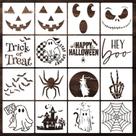 Estênceis de Halloween Zosylley, 16 peças, 20 x 20 cm, mylar reutilizável