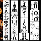 Estênceis de Halloween zosylley para placa de varanda com esqueleto Boo