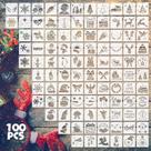 Estênceis de Natal ASEOJOON, 100 unidades, 5x5 cm, reutilizáveis