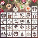 Estênceis de Natal YEAJON, 25 peças, modelos reutilizáveis de 10 x 10 cm
