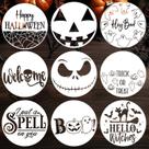Estênceis de pintura Zosylley Halloween 30 cm, madeira redonda, 9 unidades