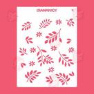 Estêncil Diananicy Nº 04 - Stencil para Decoração de Bolos e Doces com Folhas Floral