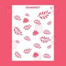 Estêncil Diananicy Nº 09 - Stencil para Decoração de Bolos e Doces com Folhas e Flores Estêncil Diananicy Nº 09 - Stencil para Decoração de Bolos e Doces com Folhas e Flores