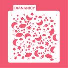 Estêncil Diananicy Nº 436 - Stencil Lua e Estrelas para Soneca