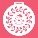 Estêncil Diananicy Nº 482 - Stencil Gingerbread Redondo para Decoração de Bolos e Doces