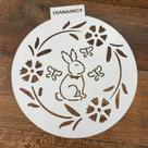Estêncil Diananicy Nº 535 - Stencil Páscoa Coelho Redondo para Decoração Estêncil Diananicy Nº 535 - Stencil Páscoa Coelho Redondo para Decoração