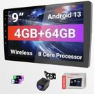 Estéreo automotivo Tela sensível ao toque HD Haudio Android 13 de 9 polegadas 720P