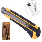 Estilete 18mm Emborrachado Com Trava de Segurança 3 Laminas Extras Profissional Ideal Para Papelão Pintura Papel Alvenaria Artesanato