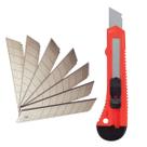 Estilete Bestfer Lâmina Larga 18mm Plástico Laranja e 10 Lâminas Aço