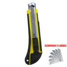 Estilete Emborrachado 18 mm. 5 Lâminas Amarelo Ergonomico Ranger