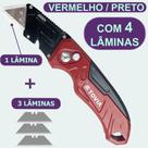 Estilete Profissional Aço Metal Com 4 Lâminas Ferramenta Multiuso Retrátil 19mm Com Trava Tovia Estilete Profissional Aço Metal Com 4 Lâminas Ferramenta Multiuso Retrátil 19mm Com Trava Tovia