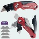 Estilete Profissional Multiuso Ergonômico Resistente Aço Reforçado Canivete Dobrável Com Trava Segurança Tovia