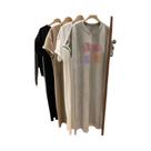 Estilo doce coreano impresso oversized solto verão feminino novo vestido de manga curta