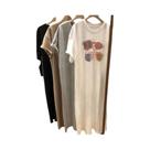 Estilo doce coreano impresso oversized solto verão feminino novo vestido de manga curta