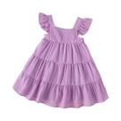 Estilo verão crianças roupas manga voadora cor sólida plissado princesa bolo vestido meninas traje Estilo verão crianças roupas manga voadora cor sólida plissado princesa bolo vestido meninas traje