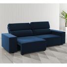 Estofado 3 Lugares Jersey Retratil e Reclinavel Veludo Azul