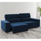Estofado 3 Lugares Jersey Retratil e Reclinavel Veludo Azul