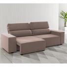 Estofado 3 Lugares Jersey Retratil e Reclinavel Veludo Rosa