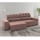 Estofado 4 Lugares Ravenna Retrátil e Reclinável Veludo Rosa