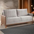 Estofado Living Premium 2m 4 Lugares Laterais em Corano Linho Kaki Durango Casa Giulia
