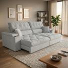 Estofado Retratil Reclinavel Sublime 2,60m Cinza