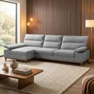 Estofados Blumenau 3 Lugares Chaise Boucle Cinza Estofados Blumenau 3 Lugares Chaise Boucle Cinza
