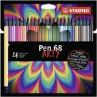 Estojo 24 Unidades Caneta Ponta Pincel Stabilo Pen 68 76.5100 1 ed