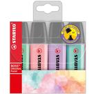 Estojo 4 Unidades Marcador de Texto Stabilo Boss Original Cores Pastel 52.8